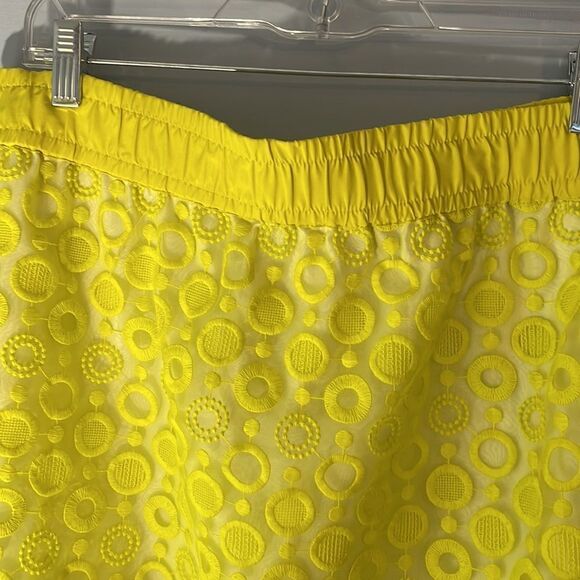 Liz Claiborne Chartreuse Embroidered Elastic Waist  Skirt size Lg - Picture 3 of 7